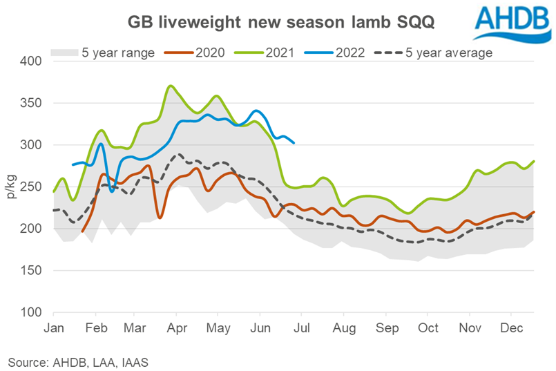 Graph showing weekly liveweight NSL SQQ